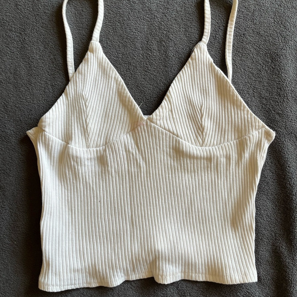 White Ribbed Tank Top